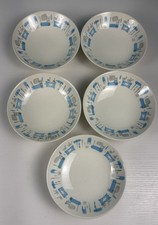 Set Of 5 MCM Blue Heaven By Royal China Modern Atomic Dessert Vintage Bowls