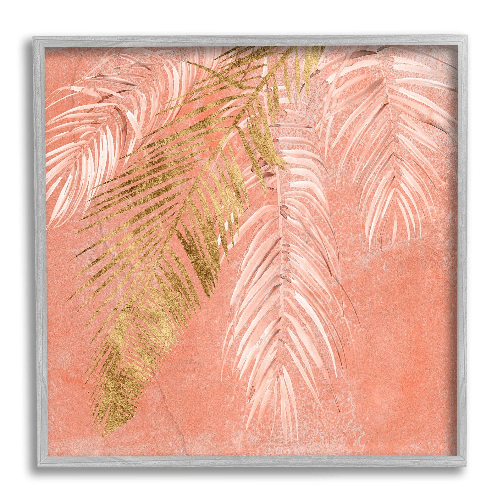 Pink Palm Fronds Distressed Tropical Plant Still Life Art Print by Jennifer P
