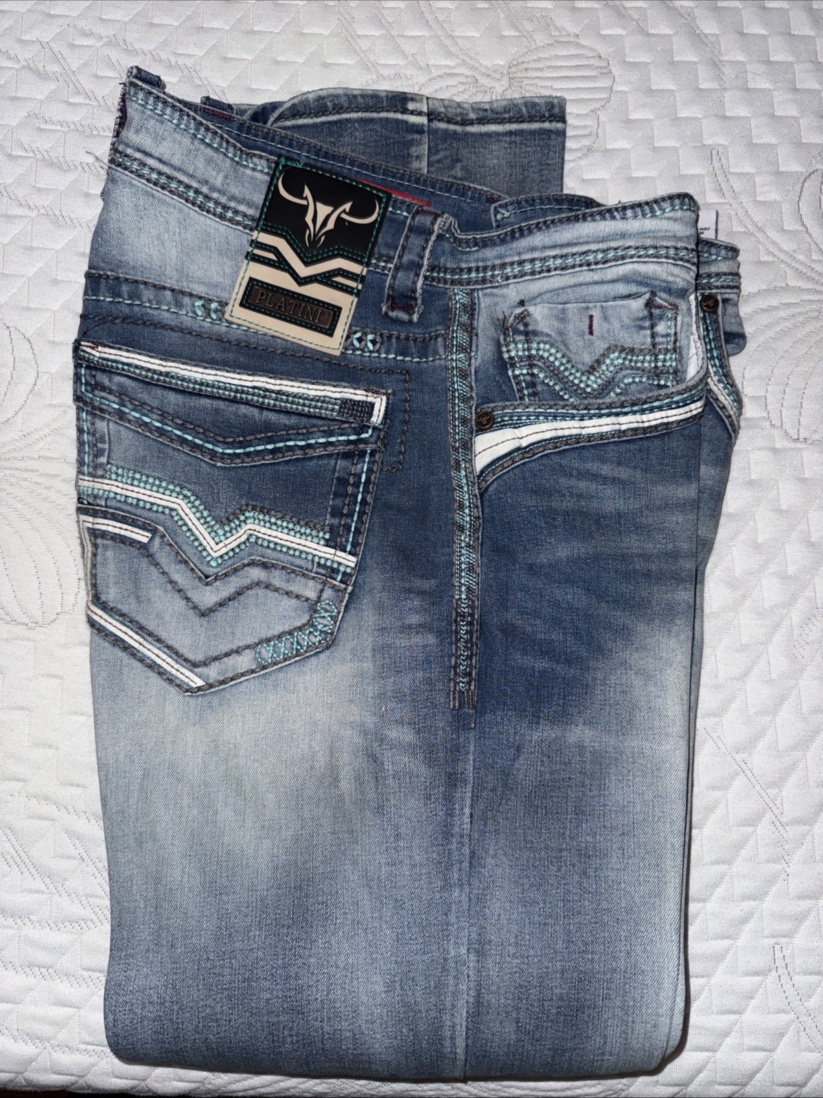 Men Platini Straight Leg 34x30 Blue Denim Jeans