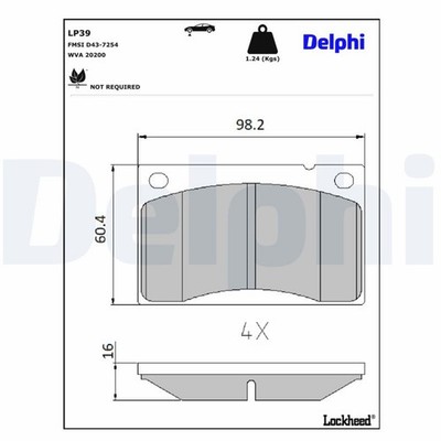 DELPHI Bremsbelagsatz Scheibenbremse LP39 für 140 VOLVO 164 260 240 P242 P244