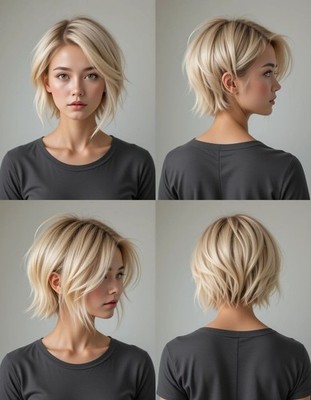 Short Ombre Golden Blonde Brown Roots Pixie Cut Lace Front 100% Human Hair Wigs