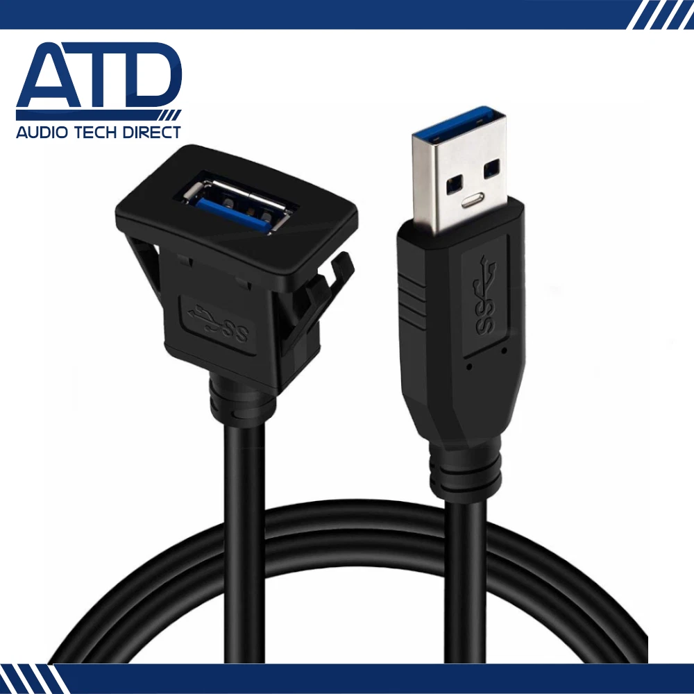 Câblecc 1 M étanche USB 3.0 Extension Latch Mount Benin - View #2