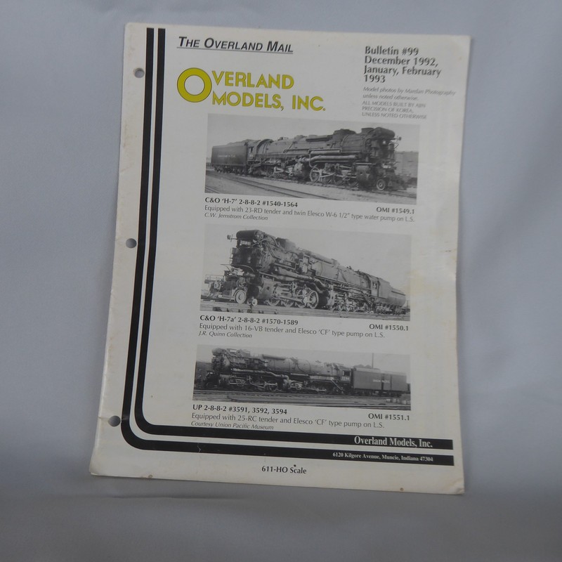 HO BRASS OVERLAND MODELS BULLETIN #99