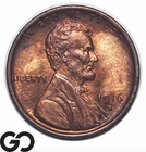 1916-D Lincoln Cent Wheat Penny, Red Brown, Gem BU++