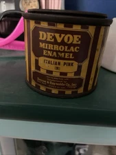 Vintage Devoe & Raynolds Paint Can 1/4 Pint MIRROLAC  enamel 1930 empty ￼