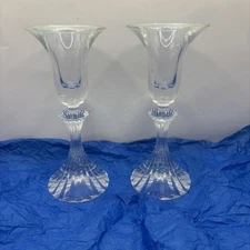 VTG PAIR Mikasa The Ritz Hollywood Glamour Art Deco MCM Fluted Candle Holders