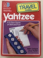 VINTAGE Travel Yahtzee Dice Game COMPLETE Milton Bradley 1989 Unique Dice Roller