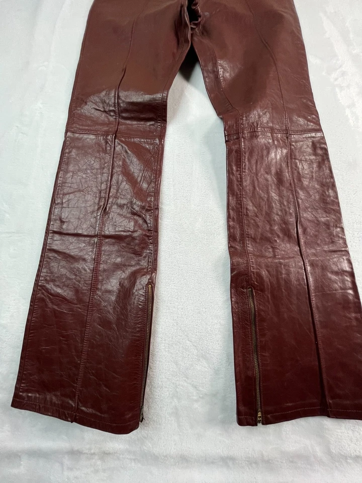 Pantalones de mezclilla de cuero GAP de colección para mujer 6 coñac marrón rojizo al tobillo forrados con cremallera Y2K Foto 3 de 4