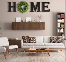 Rustic Wooden Home Wall Sign,Large Letters with Wreath, Farmhouse Style,