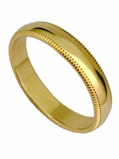 Men's Women's Solid 14K Yellow Gold Milgrain Wedding Ring Band 4MM Size 13