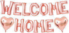 Welcome Home Balloon Banner Rose Gold Letter Foil Balloons Party Decor