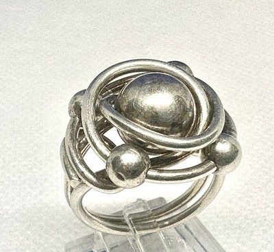 Y73 Style: Georg Jensen Size 7 Ball & Beads Modernist 925 Silver Ring 7.95g