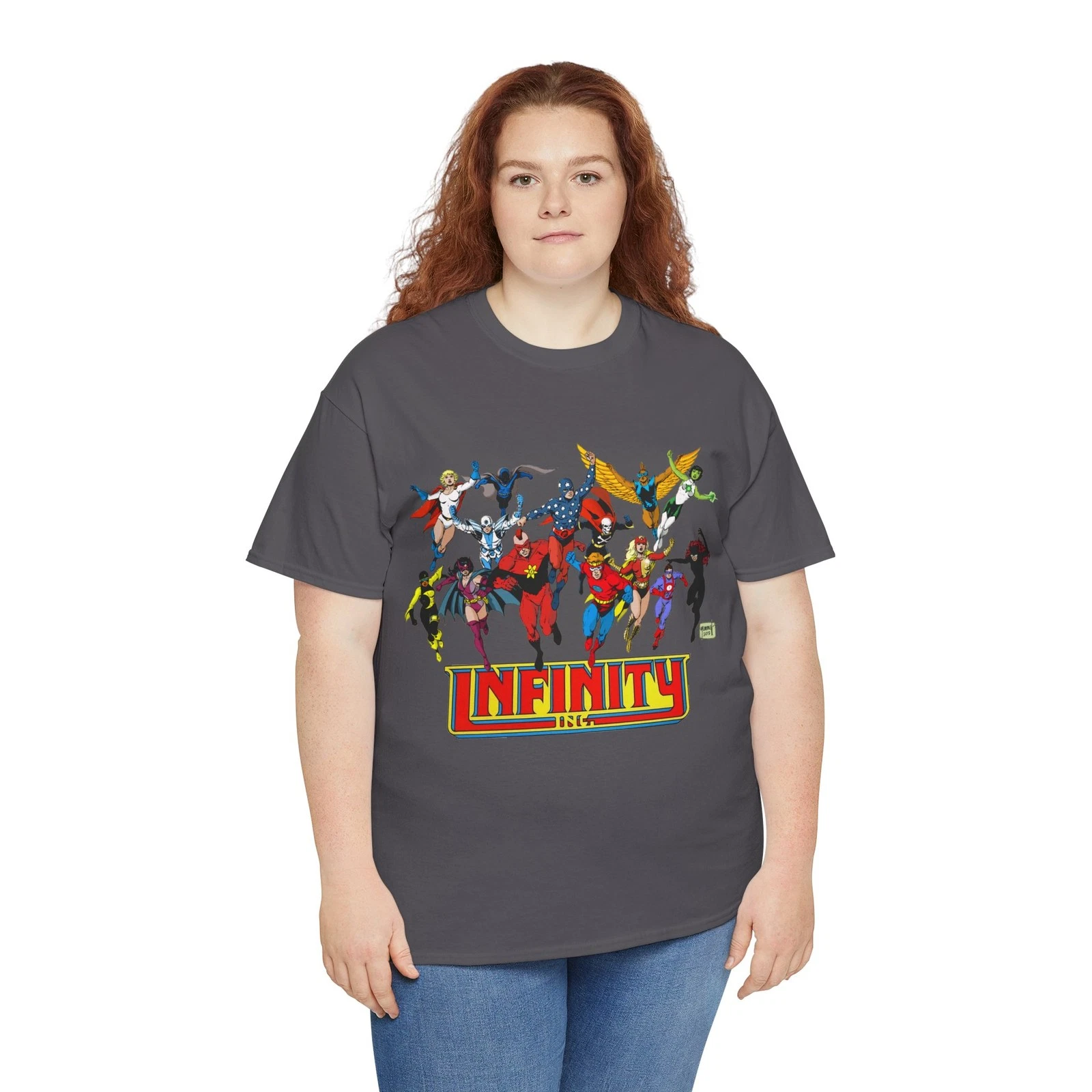 Infinity Inc Shirt - Tom Grummett Art - Jade, Obsidian, Huntress - DC Comics