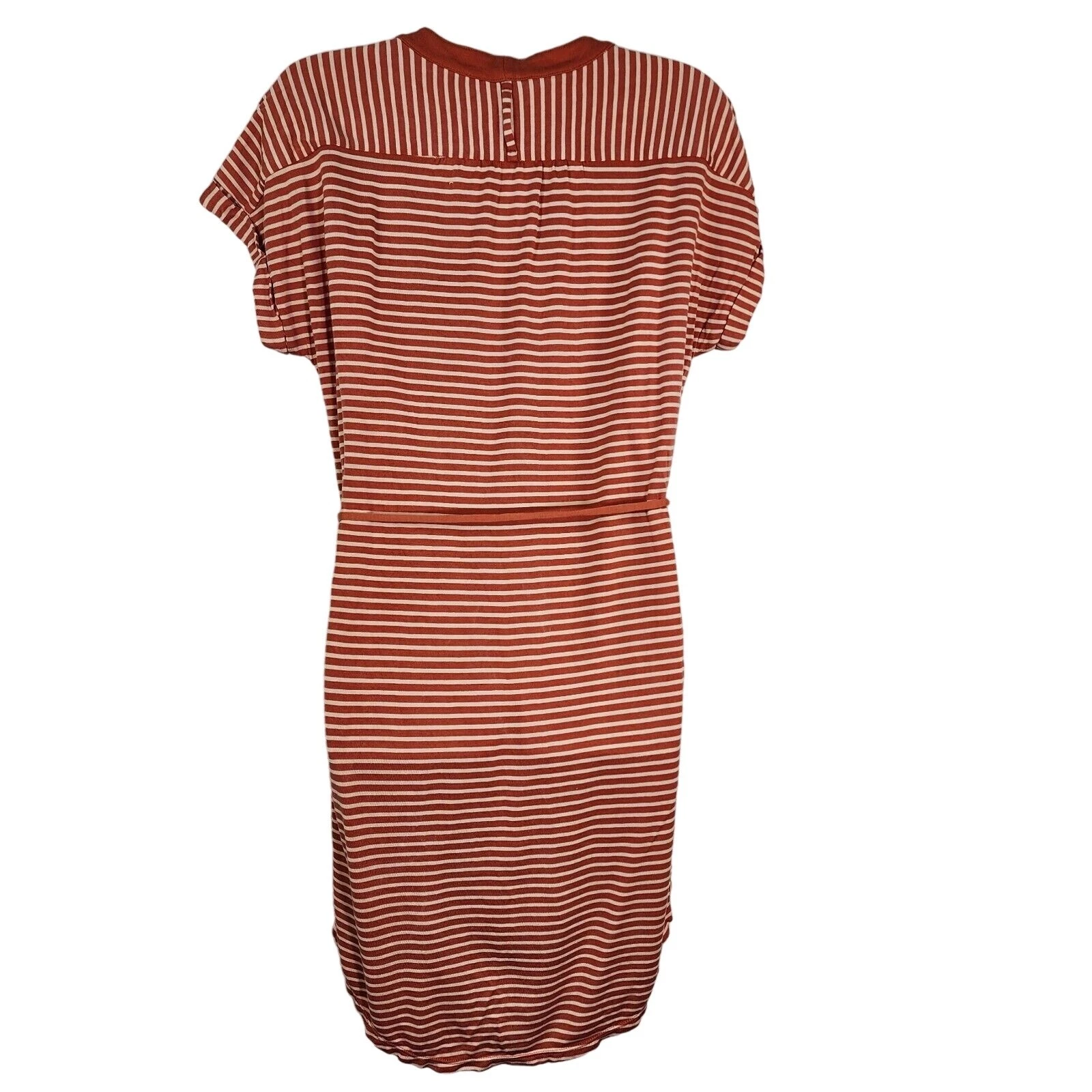 VETEMENTS Mini abito donna Fossil piccolo con bottoni arancione a righe cravatta vita manica corta