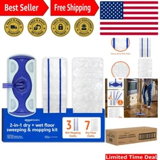 Effortless Wet & Dry Cleaning Kit: Aluminum Handle & Durable Microfiber Cloths