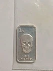 Skull  - 1 Gram .999 Fine Pure Silver Bullion Mini Bar