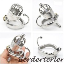 Stainless Steel Male Chastity Cage Device with Spiked-ring Lock Tube Sounds