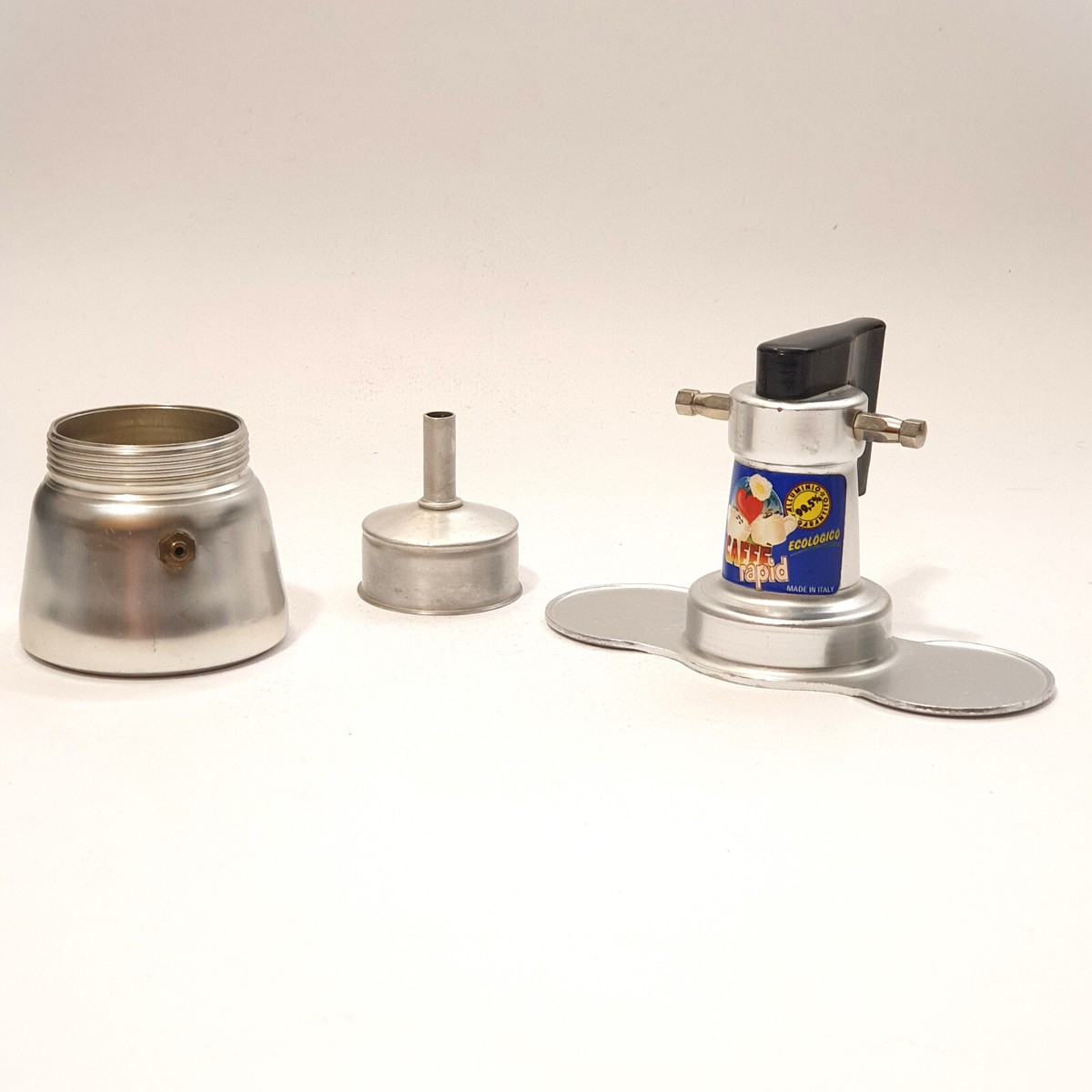 Cafetière Moka Expresso Vintage Italienne Caffè Rapid Années 70/80, Aluminium Et Bakélite, 2 Tasses
