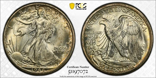 PCGS MS66+ 1944-D Walking Liberty Half Dollar Plus