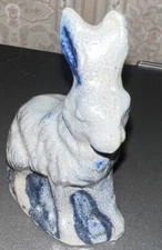 VTG Rowe Pottery Works 3” Rabbit Bunny Figurine Hand Crafted Cobalt Gray 1990