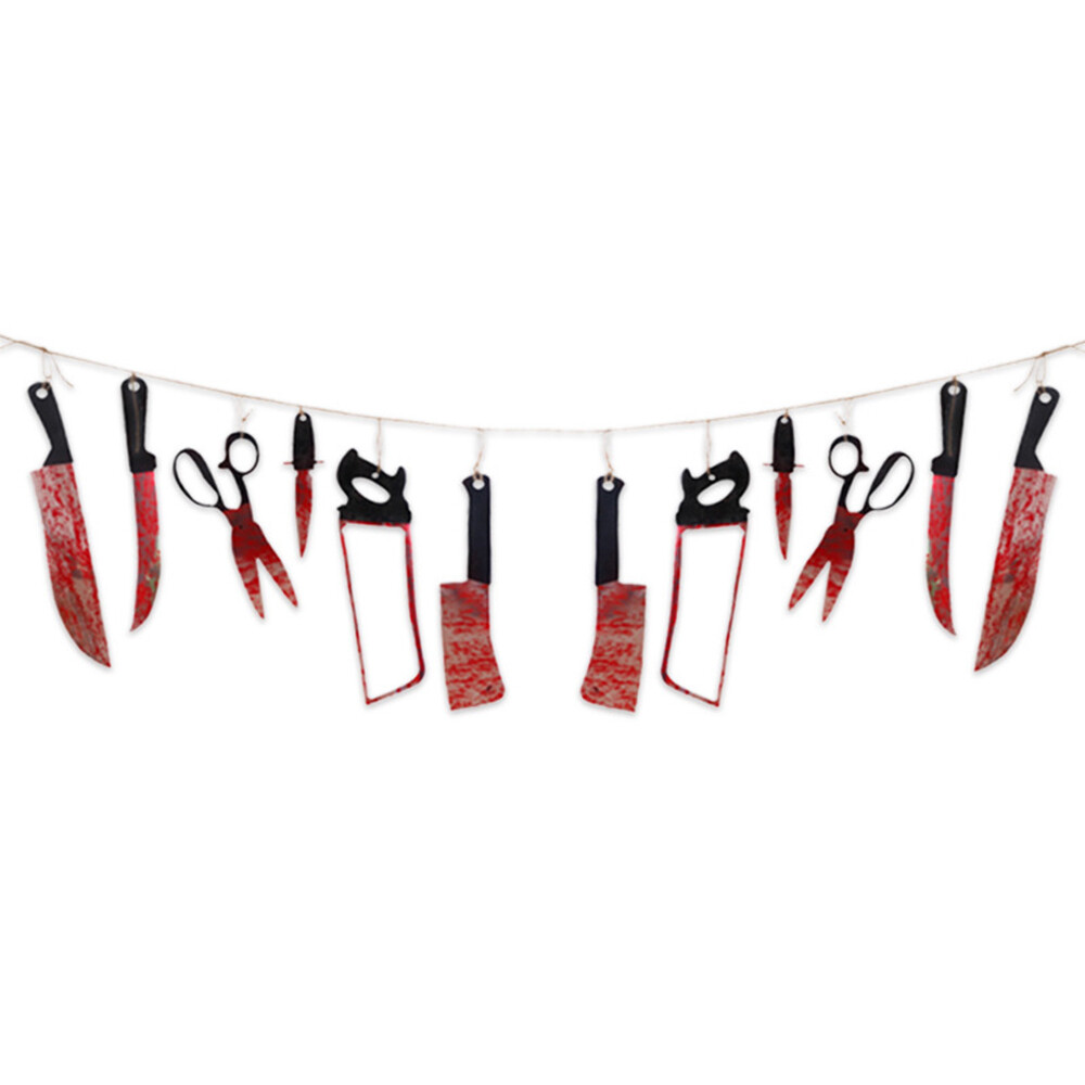 Halloween Hanging Bloody Knives Haunted Scary Horror Banner Props Party Decor