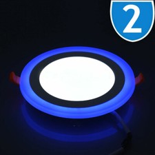 2x LED Recessed Ceiling White Panel Light Blue Edge Lit Round Downlight Halo 9W 