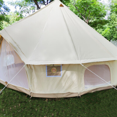 Großes Glockenzelt 5x5m Segeltuch - 4-Jahreszeiten Campingzelt Für 10-12 Personen