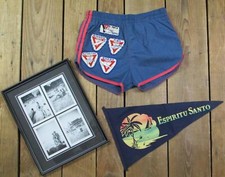 Vintage 1960s Swimsuit YMCA Patches Boys Bathing Suit Beach Photos Frame Pennant