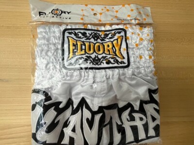 Neue muay thai shorts Gr. XL Fluory weiß-gold-schwarz