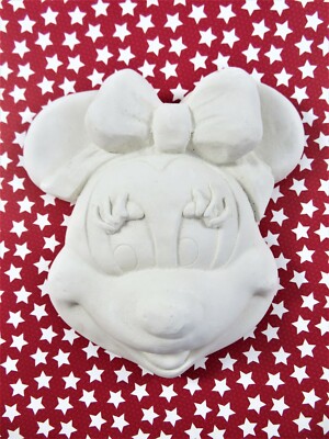 Plaster Chalkware Minnie Mouse Face Wall Décor DIY Ready To Paint Craft 6.5 Inch
