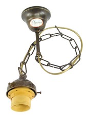 Lampadario ottone brunito stile liberty,stelo catenella sospensione 1 luce l1015