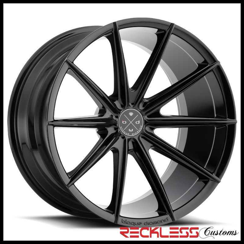 BLAQUE DIAMOND 24" BD11 CONCAVE BLACK WHEELS RIMS FITS BENTLEY BENTAYGA