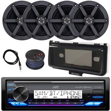 JVC KD-X38MBS Marine Receiver, Cover, 4x JVC 6.5" 100W Speakers, Antenna, Wire