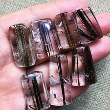 7Pc Natural Clear Beautiful Rutile Crystal Quartz Pendant Polished 40.7g 23-33mm