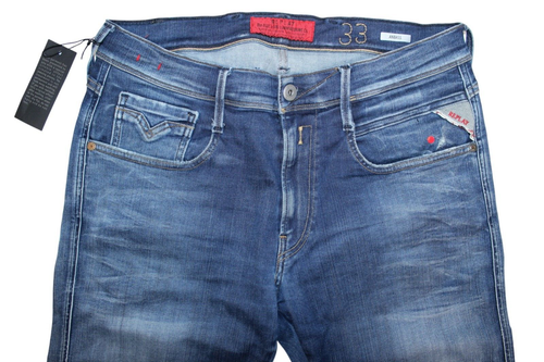 Replay Anbass Herren Hyperflex Jeans - M914 - blau - Stretch W33 / L32 - Bild 2 von 9