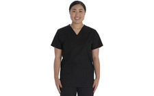 Vital Threads Men and Women V-Neck Top Scrub, Black Size XS