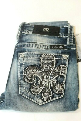 Jeans Miss Me Hailey Skinny Stretch Brodé Fleur De Lys - Taille 25 - Neuf Avec étiquettes