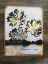 Card Set Of 4 Stampin Up Art Gallery Peekaboo Peach Congratulations Gold