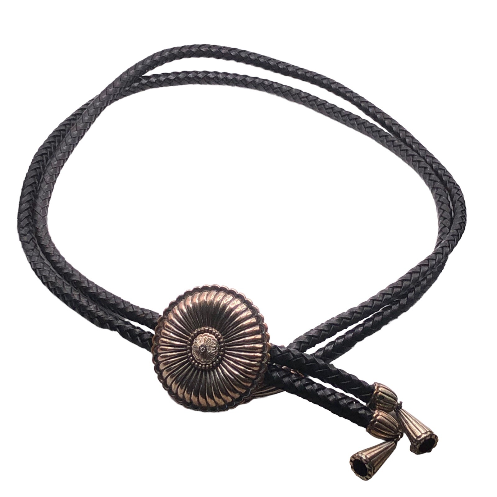 WESTERN bolo belt BRAIDED leather Black Silver Buckle… Gem