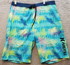 Hurley Board Shorts Men Size 20/30 Multi Floral Swimwear Comfort Drawstring Logo