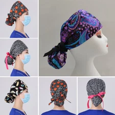 Surgical Scrub Hat Bouffant Cap For Long Hair Women Doctor Nurses Head Cover