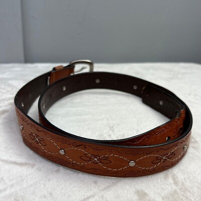 Dockers Leather Belt Brown Floral Tooled size XL Women Studs  display picture 1