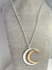 RLM STUDIO 925 STERLING SILVER & BRASS CRESCENT MOON NECKLACE 18 inches