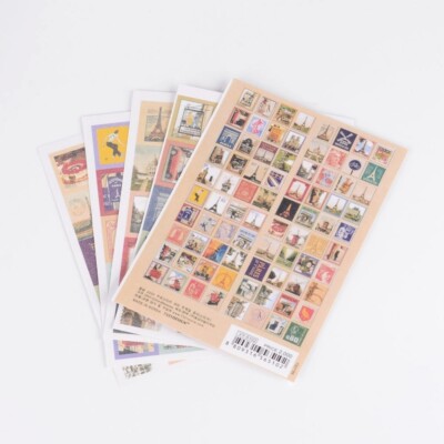 Postage Stamp shape labels stickers 5 sheets per pack Very Nice for decoration