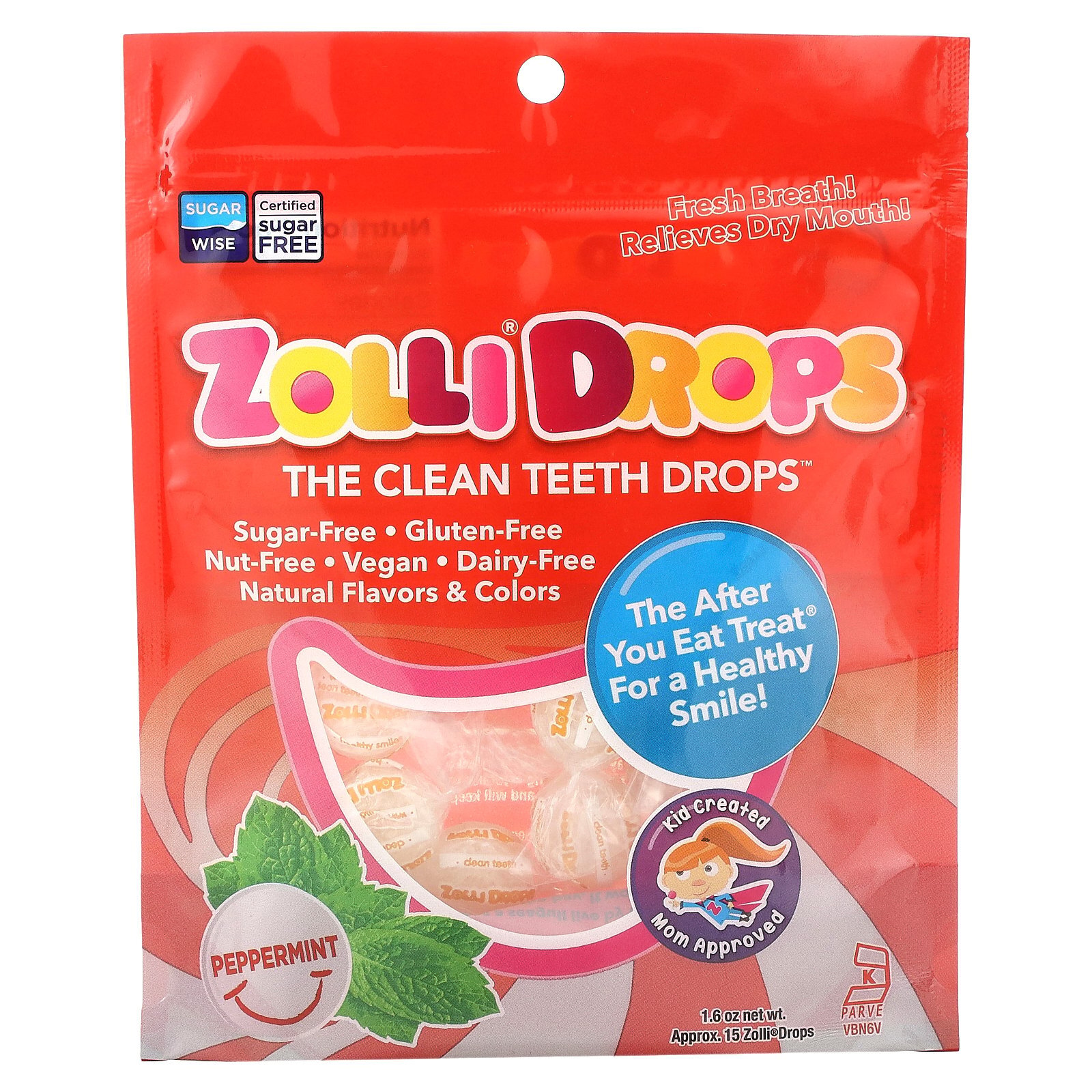 Zolli Drops, Капли для чистки зубов, мятные, приблизительно. 15 капель Zolli, 1,6 унции