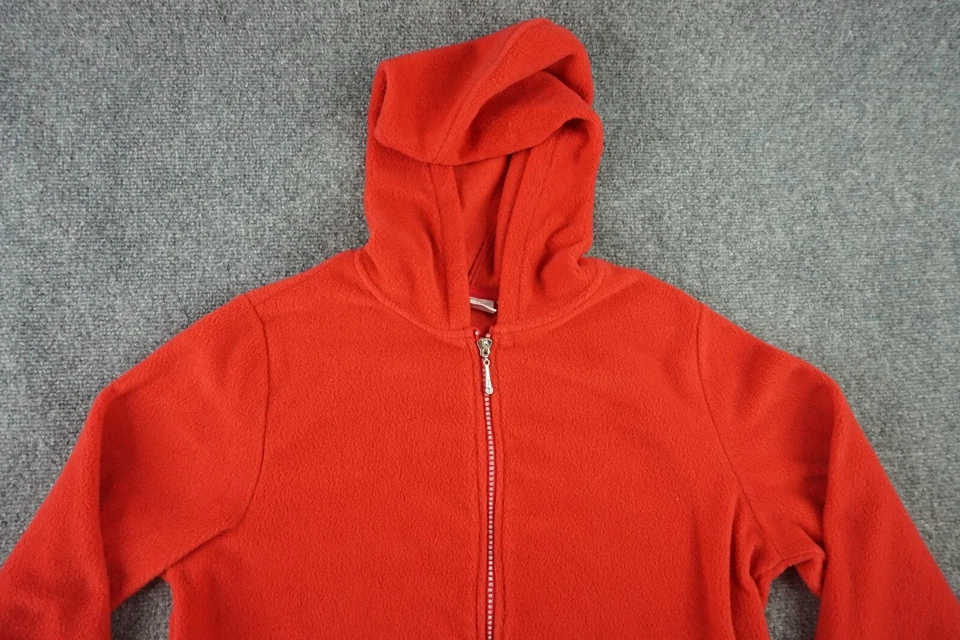 Quacker Factory Jacket Womens Red Medium Rhinestone Full Zip Fleece Hood Pockets - Image 3 of 4