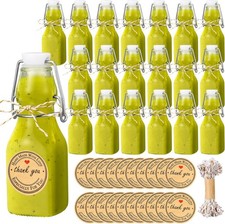 20 PCS 4.05OZ Mini Flip Top Square Glass Bottle W/ Stoppers Decorative Swing Top
