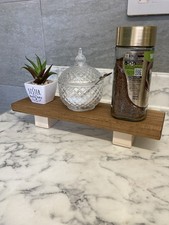 Small Decorative Wooden Shelf With White Legs, Handmade Candle Stand, Display 