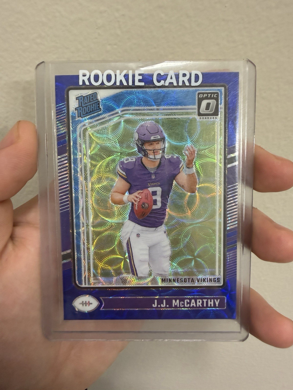 2024 Panini Donruss Optic - Rated Rookie J.J. McCarthy #235 Blue Scope Prizm