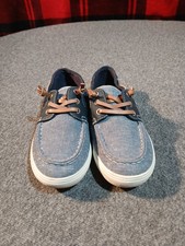 Childrens Place Boy Dress Shoes Youth Size 1 Blue Denim Style Leather Laces